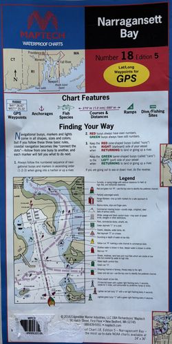 Waterproof Narragansett Bay Chart