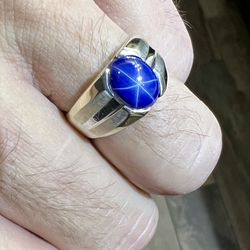 🔥 Men’s Star Sapphire Ring – White Gold (4.54g) – Bold & Eye-Catching 🔥