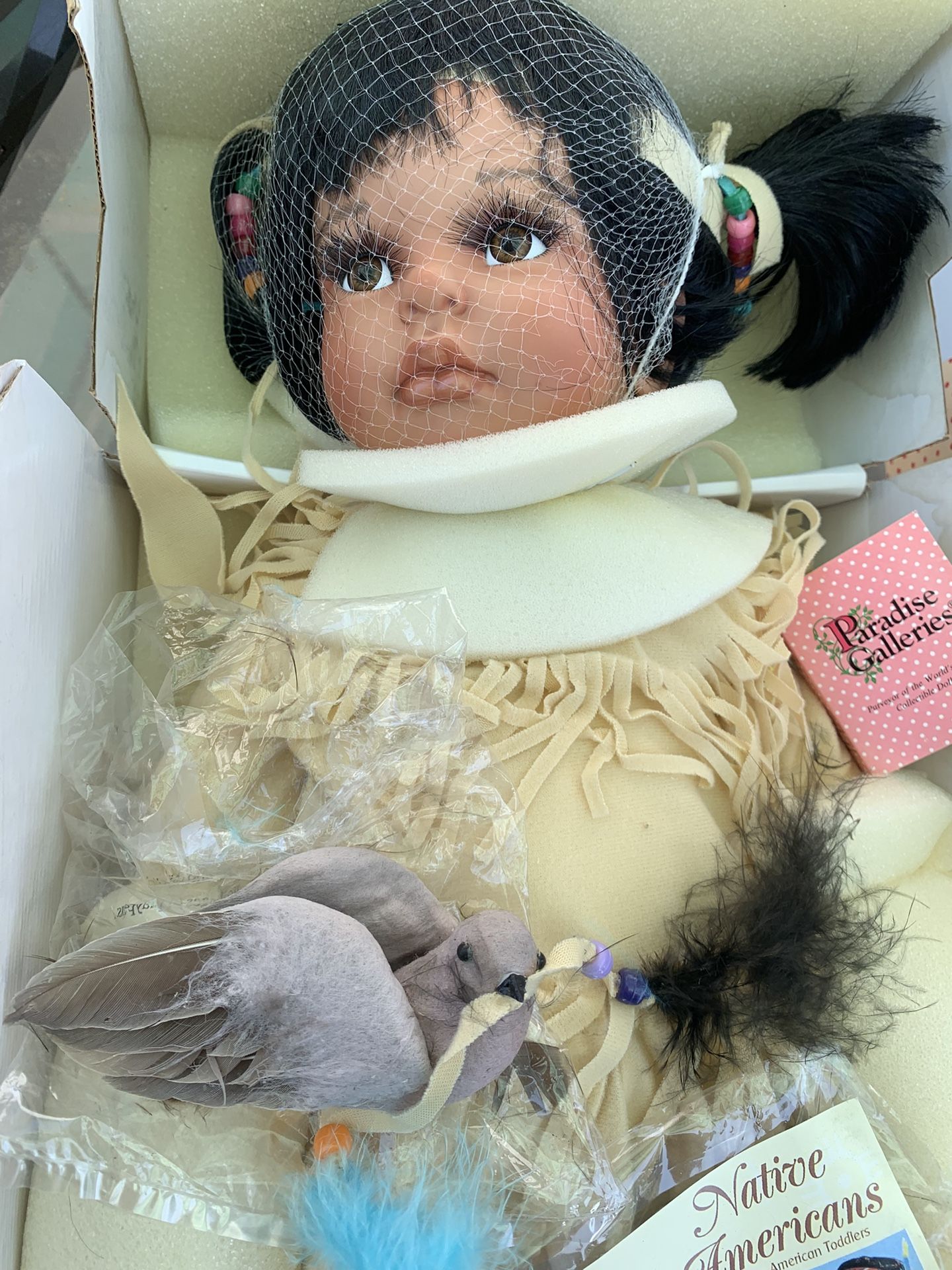Paradise Galleries Antique Native American Porcelain Doll