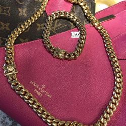 New 18k Yellow Gold Cuban Link Chain And Bracelet 