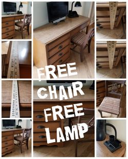 Desk with free chair and lamp
