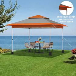 12X12 Pop Up Canopy Tent, Camping Shader W/Overhanging Eaves & Sand Bag, Outdoor