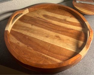 Round Acacia Wood Serving Tray – $22