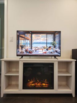 Porch & Den Haveford Electric Fireplace TV Stand (White)