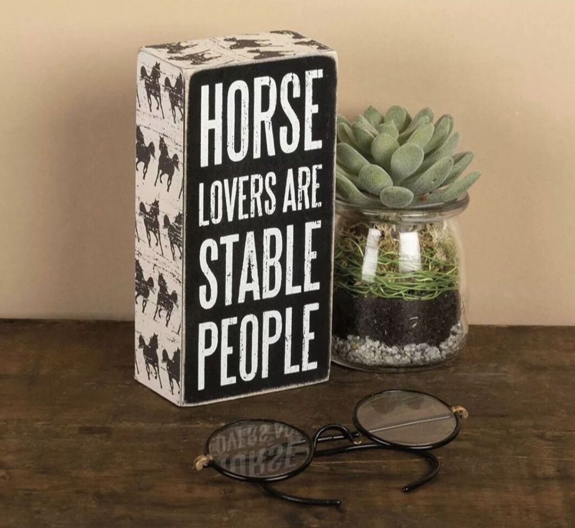 NEW Primitives by Kathy Horse Lovers Box Sign