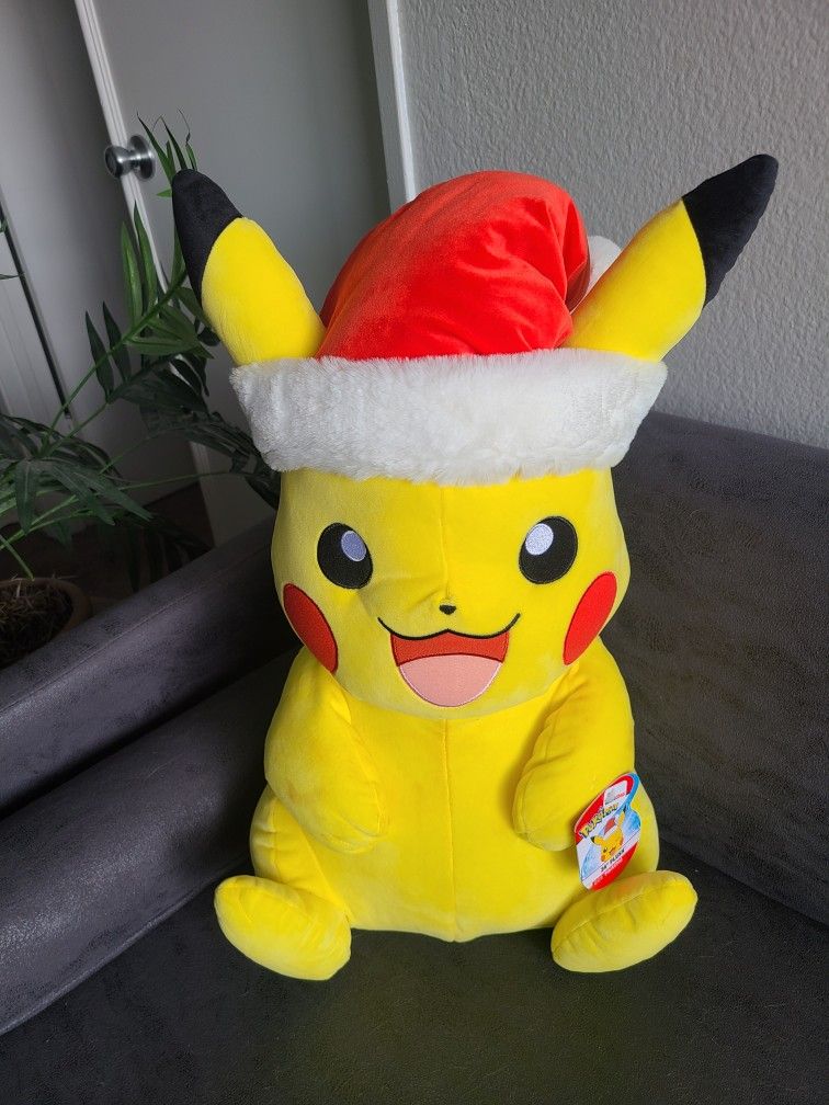 Giant Pikachu Plushie With Santa Hat