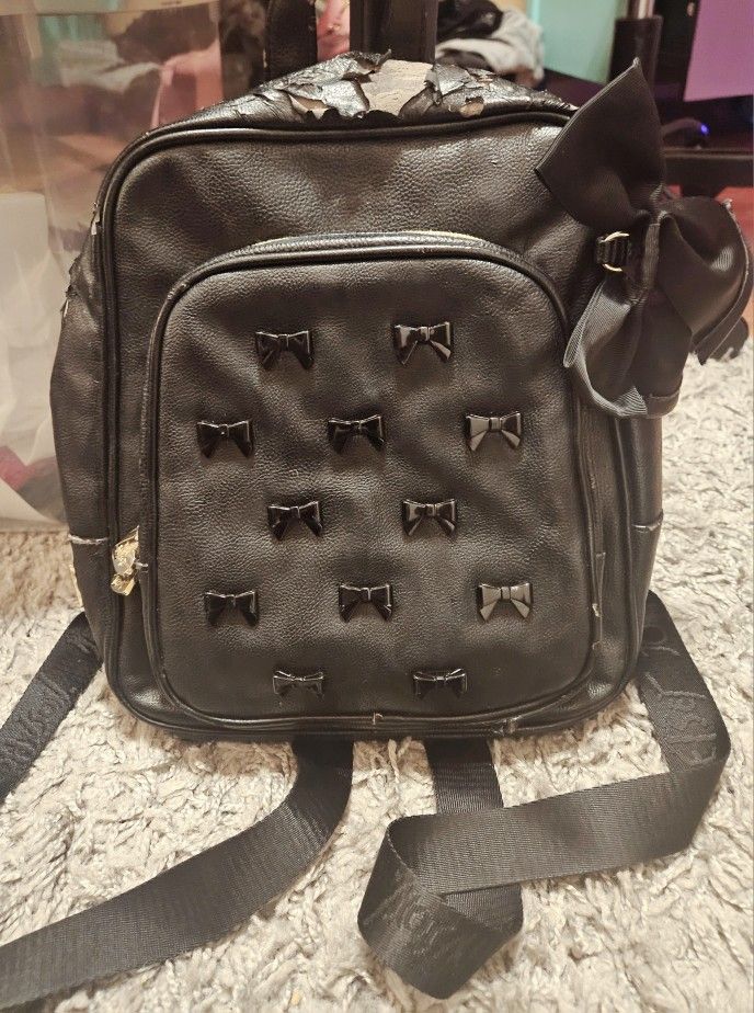 BETSEY JOHNSON BLACK BOW MINI BACKPACK