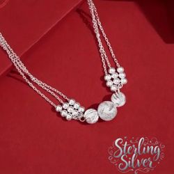 Sterling Silver Necklace With Small And Larger Silver Ball Design