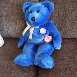 Vintage 1999 Beanie Babies Official Club Plush Cubby Blue Bear