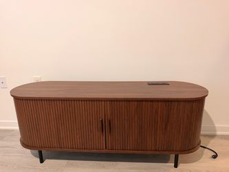 55" Mid Century Modern TV Stand with Sliding Doors for 60" TV