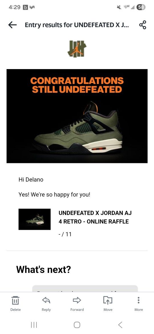 Undeafted Jordan 4 Size 11 DS