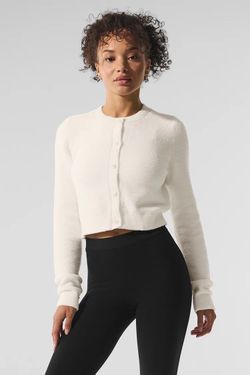 Alo Yoga Snuggle Up Sweater Cropped Cardigan Ivory, XS (2-4) NWOT