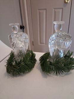 Heavy Candle Crystal Glass Pai Of Angels 7 Dlls