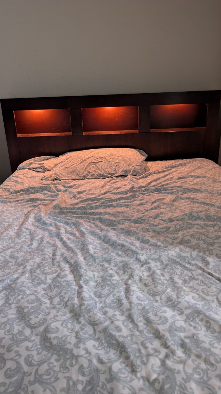 Queen Bed Frame Lighted Headboard