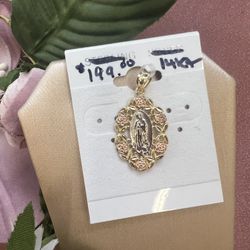 Gold Virgin Of Guadalupe Medal, 14kt., TriColor