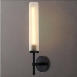 1055: New Modern Hardwired Frosted Glass Bathroom Black Wall Sconce, Handmade Knurled Wall Light Fixture,Vanity Light for Living Room,Hallway, Bedroom