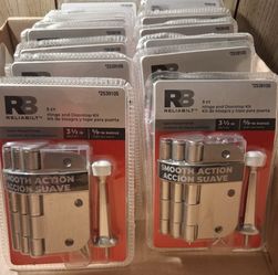 3 piece HINGE & DOORSTOP KIT SATIN NICKEL FINISH