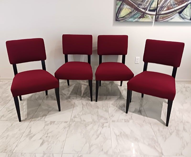 Crate & Barrel Modern Red Upholstered Dining Chairs (Set of 4)