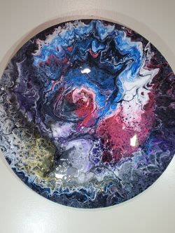 3D Arylic Painting Metal Art "Creation" Resin Coated