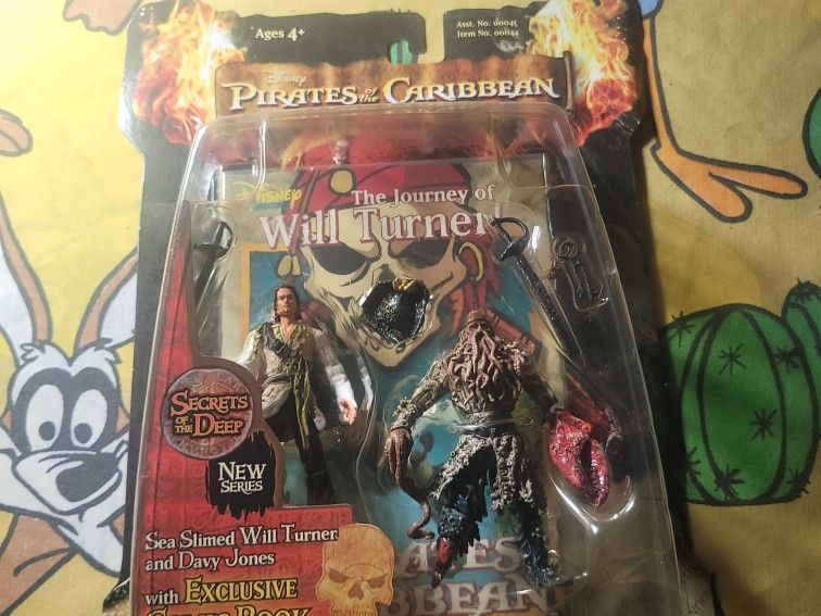 Vintage 2007 Pirates of the Caribbean Sea Slimed Will Turner & Davy Jones Figure for Sale in San