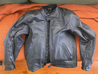 Shift Racing Mens Black Leather Motorcycle Jacket Perforated Vented Removable Liner Size Medium