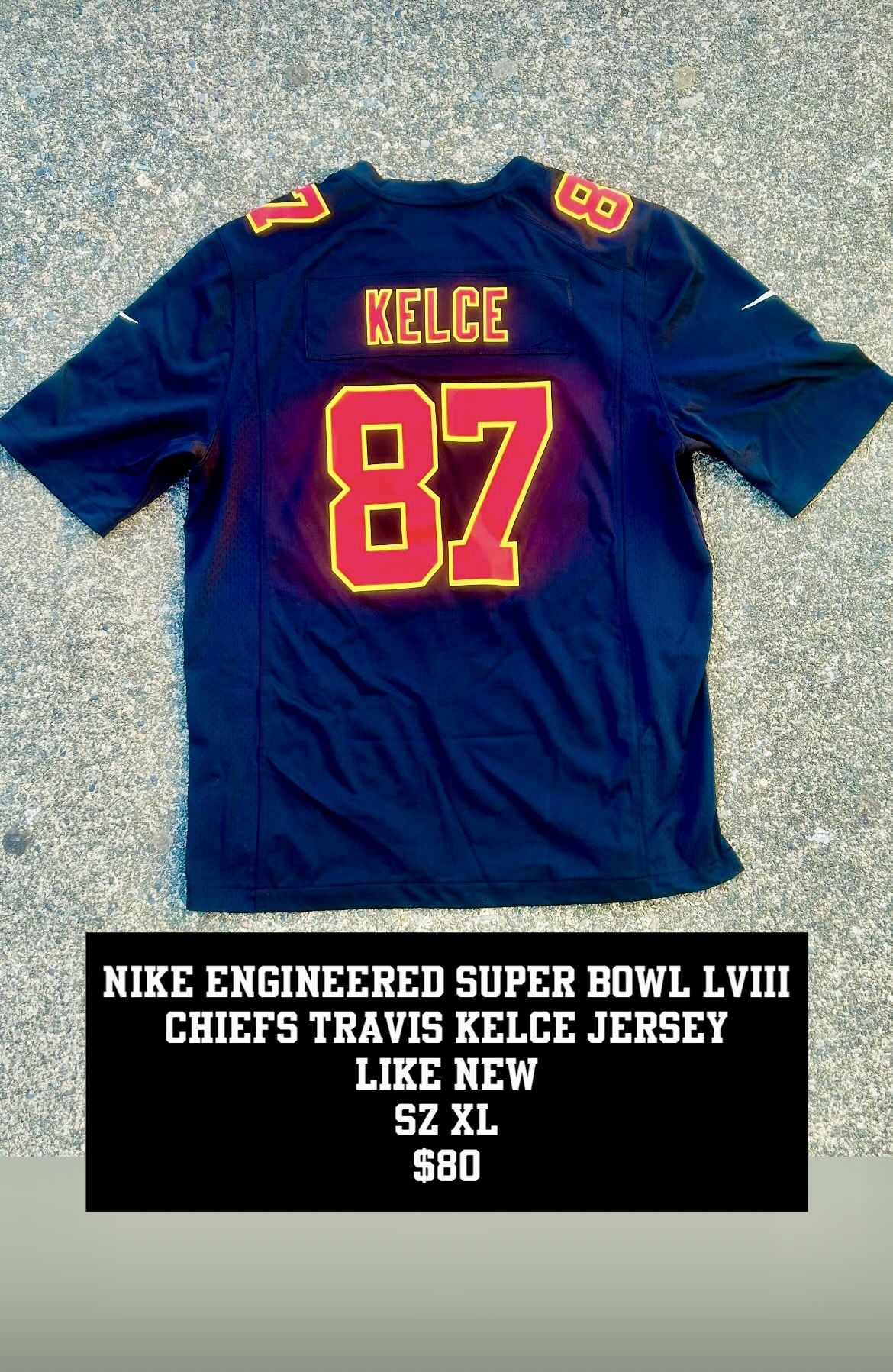Nike Engineered Super Bowl LVIII Travis Kelce Chiefs Jersey Like New Size XL