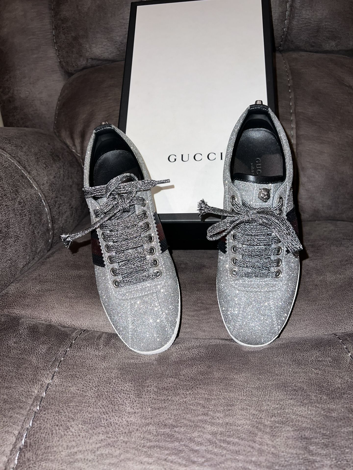 Gucci Web Glitter Sparkle Women’s Sneakers Low Top Size 36 Size 6