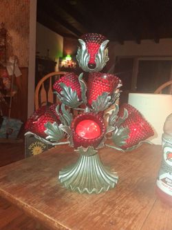 Vintage candle holder tulip style with ruby red glass cups