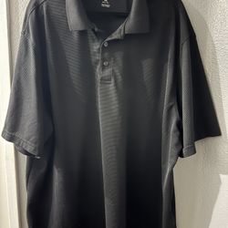 Van Heusen Air Polo Shirt Black 3XL Big & Tall 100% Polyester Short Sleeve