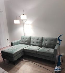 Mint Green Velvet Sectional Couch