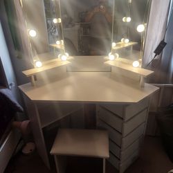 Vanity With Mirror and Chair 