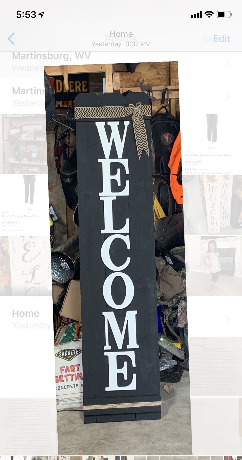 6ft handmade welcome sign