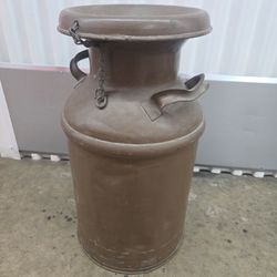 Vintage Metal Milk Can with Lid