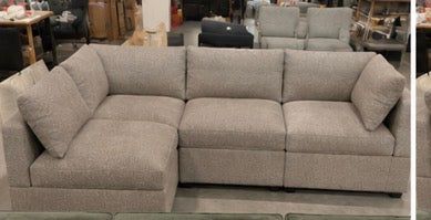 Albany Park - Kova Box Cushion L-Shape Sectional Sofa 122” x 79” Hazelnut