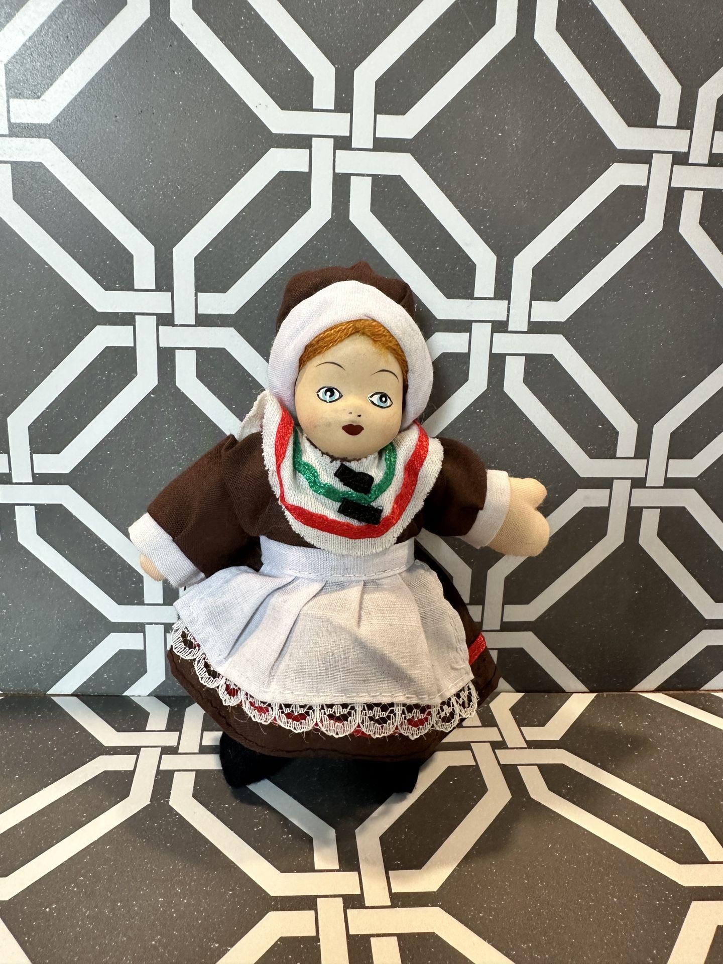 Vintage Pilgrim Porcelain Doll 6" Soft Body Thanksgiving