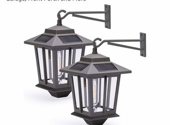 PASAMIC 2 Pack 4 Solar Panels Dusk to Dawn Led Outdoor Wall Sconce, Anti-Rust Waterproof Wall Lanterns, 3000K Warm White, Grey Powder Coat + UV Protec