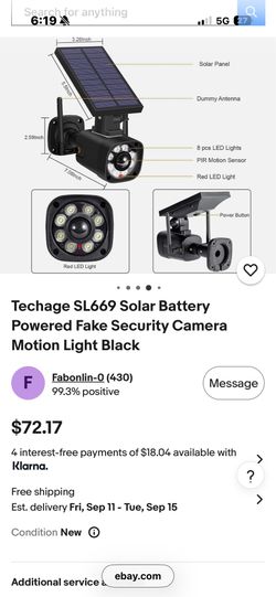 2 Motion activated solar lights with fake camera