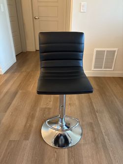 Set of 4 Black Faux Leather Adjustable Bar Stools – $125