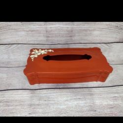 Mid Century Red Cherub Cameo Tissue Box with Lid Schwarz Bros Plastics