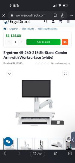 Ergotron StyleView Sit-Stand Combo Arm with Worksurface
