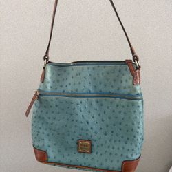 Dooney and Bourke Ostrich Embossed Leather Hobo Bag, Sea Foam Green, 