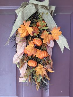 Wreath Pumpkins For Halloween Fall Autumn  Decoration For Door Or Wall