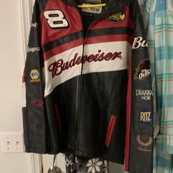 Dale Junior’s Budweiser, leather jacket size medium hundred dollars can be shipped or picked up shipping $15