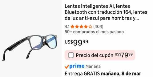 Smart Glasses Llamadas Musica y Traduccion de Idiomas