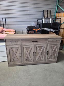 Buffet Sideboard Cabinet with Drawers, 55" Large Buffet Storage Cabinet with Shelves and Doors