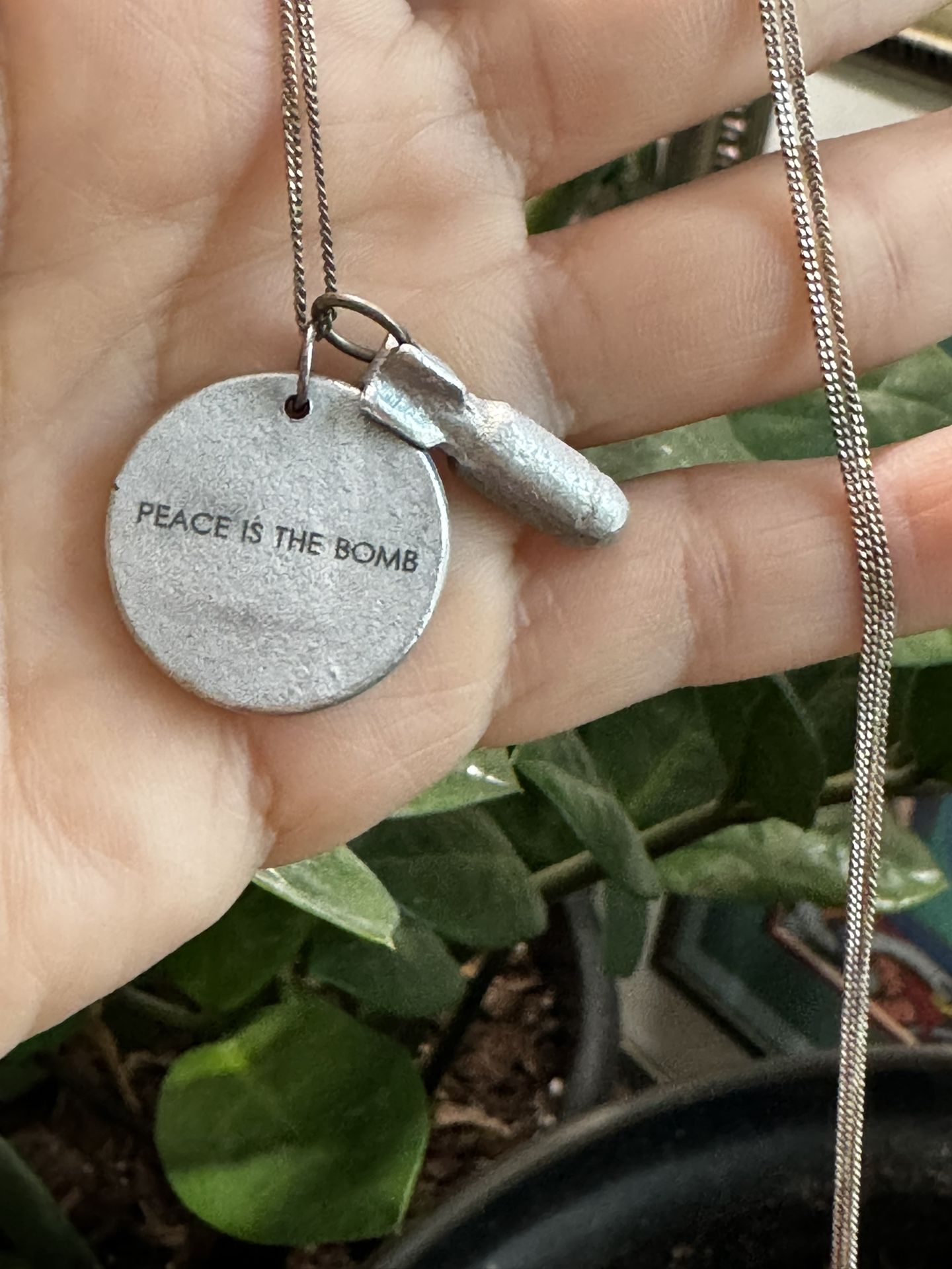 Vintage Peace Is The Bomb Necklace