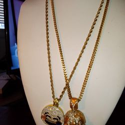 Stainless Steel Chain With Brass Charms And Cz Diamonds