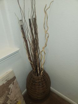 Brown Woven Wicker Vase