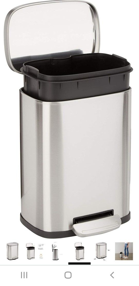 5L / 1.3 GALLON STAINLESS STEEL RECTANGLE STEP CAN. NEW (NEVER USED)