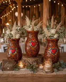 Handmade Mexican Heart Vase – One-of-a-Kind Artisan Pottery